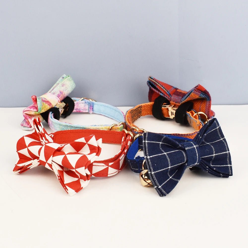 Petspuff Personalised Cat Collar with Bow Tie – Safety Buckle & Engraved Name Tag | 7 Designs - Petspuff