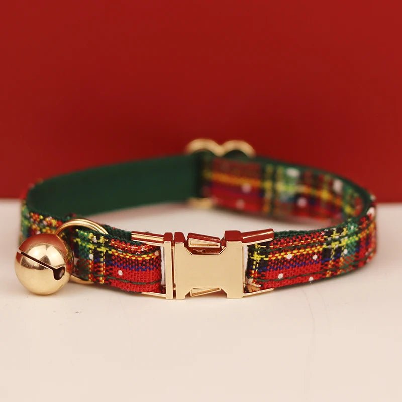 Petspuff Christmas Cat Collar with Bell & Bow – Festive Braided Kitten Collar | 2 Sizes