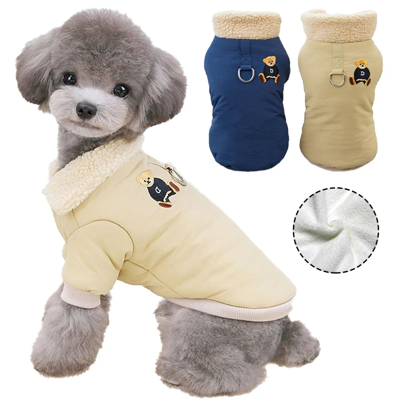 Petspuff Thick Padded Fleece Dog Jacket with Lead Ring – Winter Coat | Small & Medium Dogs