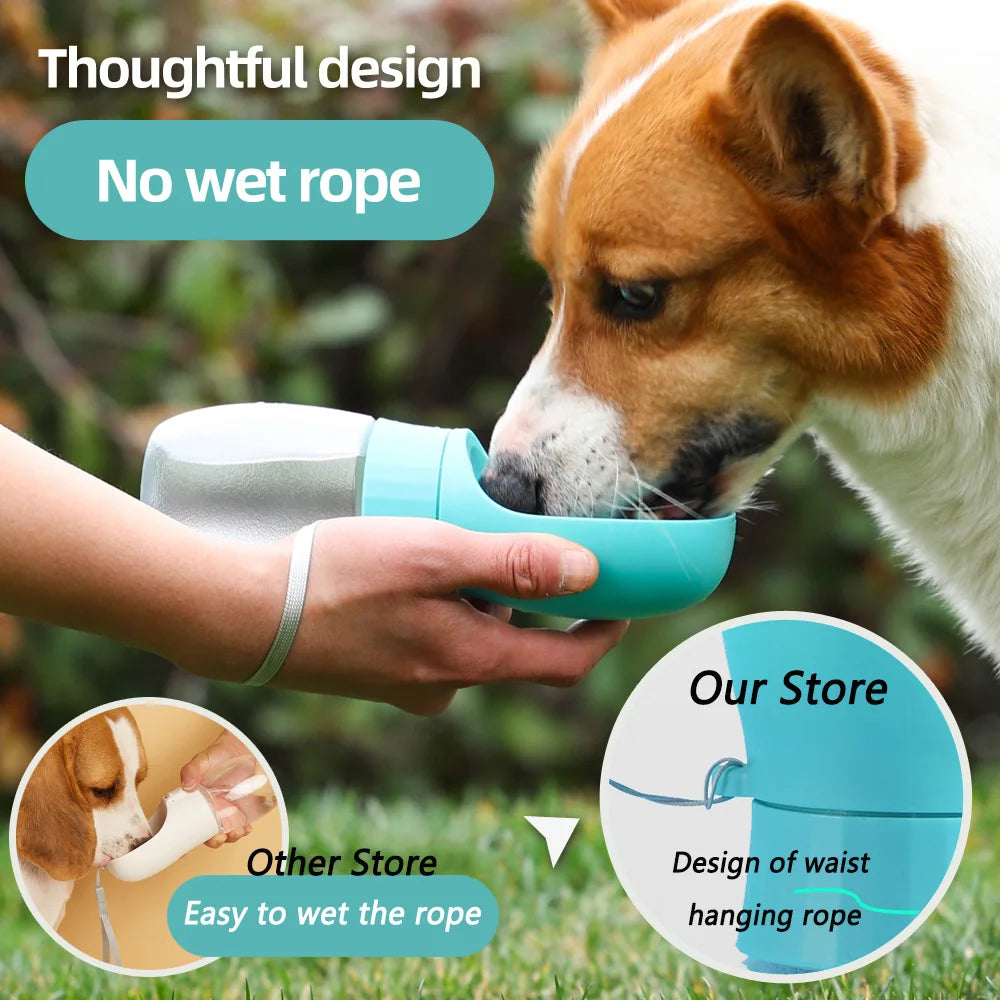Petspuff Portable Dog Water Bottle with Feeder – 300ml / 500ml Leakproof | Dogs & Cats