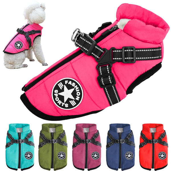 Petspuff Waterproof Dog Coat with Built-In Harness – Fleece-Lined Winter Jacket | Small to Extra Large Dogs