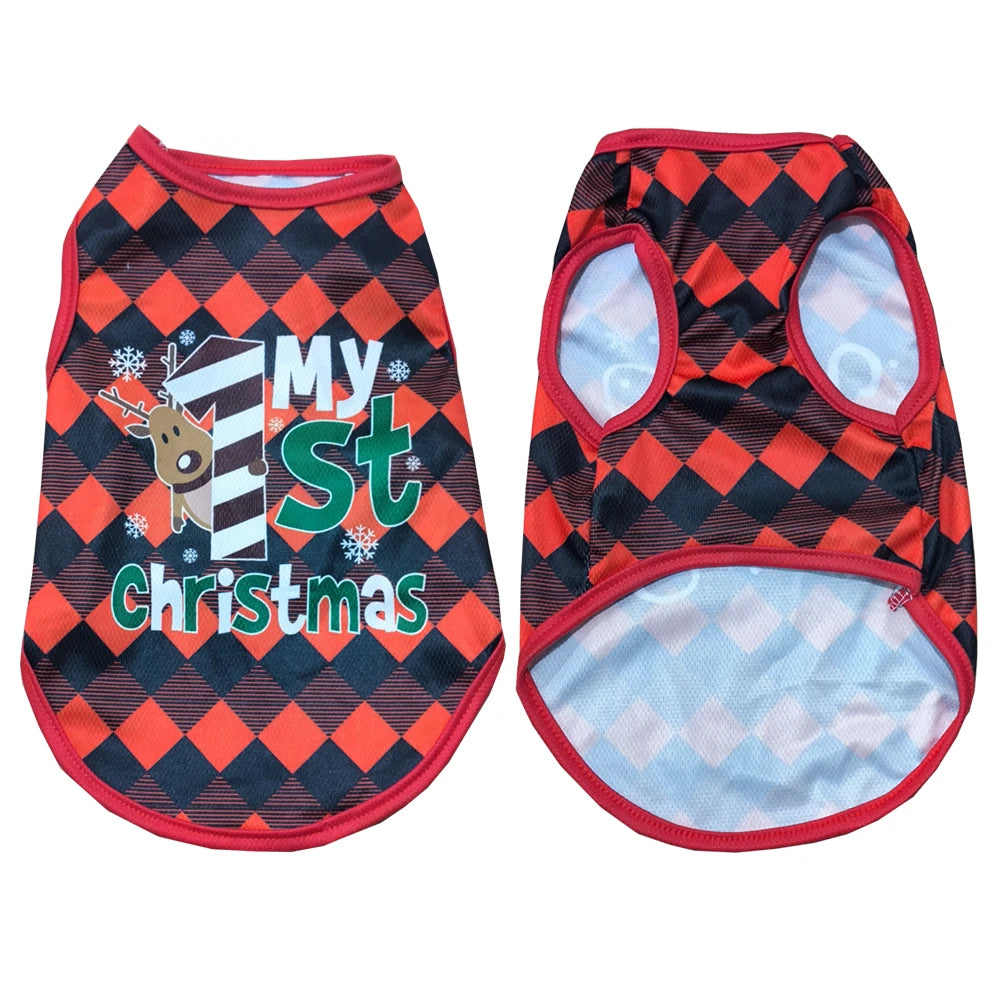Petspuff Christmas Dog Vest – Festive Santa Print T-Shirt | Small Dogs & Cats