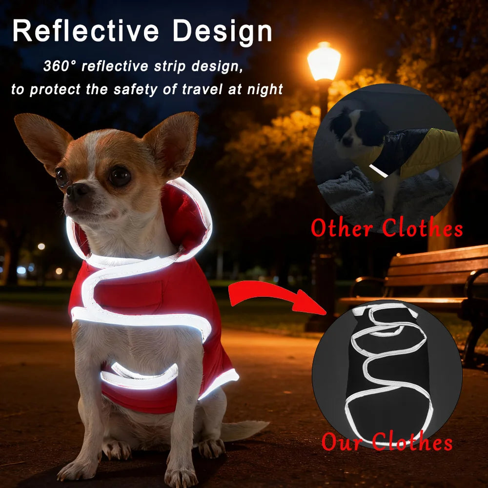 Petspuff Reflective Corduroy Dog Jacket – Fleece-Lined Winter Coat with Lead Hole | Small & Medium Dogs