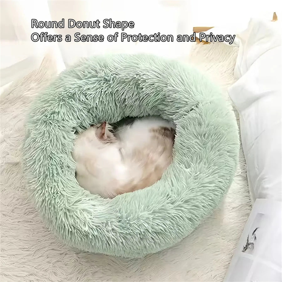 Petspuff Calming Donut Dog Bed – Fluffy Faux Fur Round Bed | Washable, S to XL