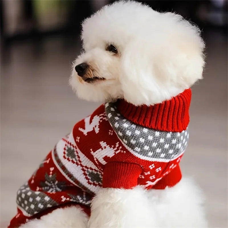 Petspuff Christmas Dog Jumper – Fair Isle Reindeer Knit | Small Dogs & Cats