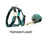 Petspuff Plaid Dog Collar, Harness & Lead Set with Bow – 4-Piece Walking Set | XS–XL