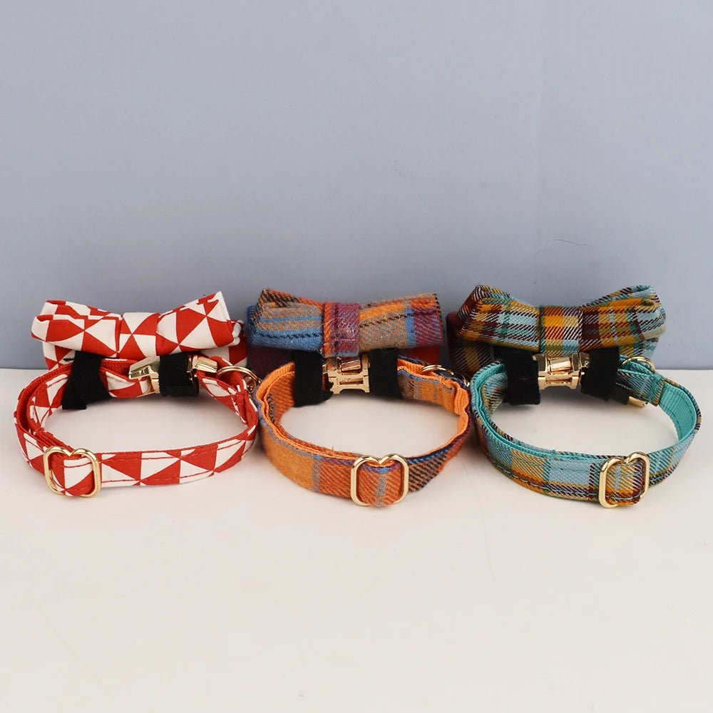 Petspuff Personalised Cat Collar with Bow Tie – Safety Buckle & Engraved Name Tag | 7 Designs - Petspuff