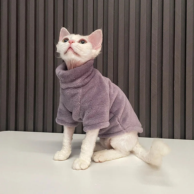Petspuff Turtleneck Plush Cat Jumper – Warm Sweater for Hairless Cats & Small Dogs