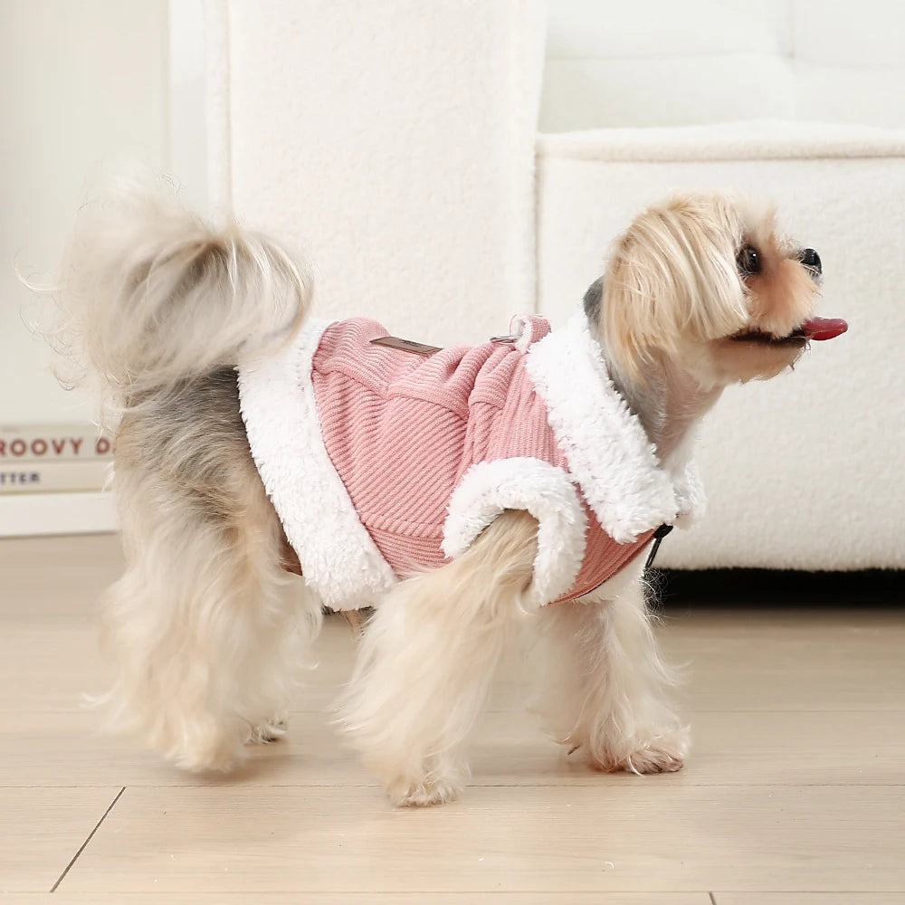 Petspuff Thick Fleece Dog Jacket – Windproof Winter Coat with D-Ring | Small Dogs & Cats