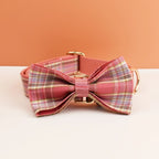 Petspuff Personalised Plaid Dog Collar & Lead Set – Engraved Name Tag, Bow & Harness Options