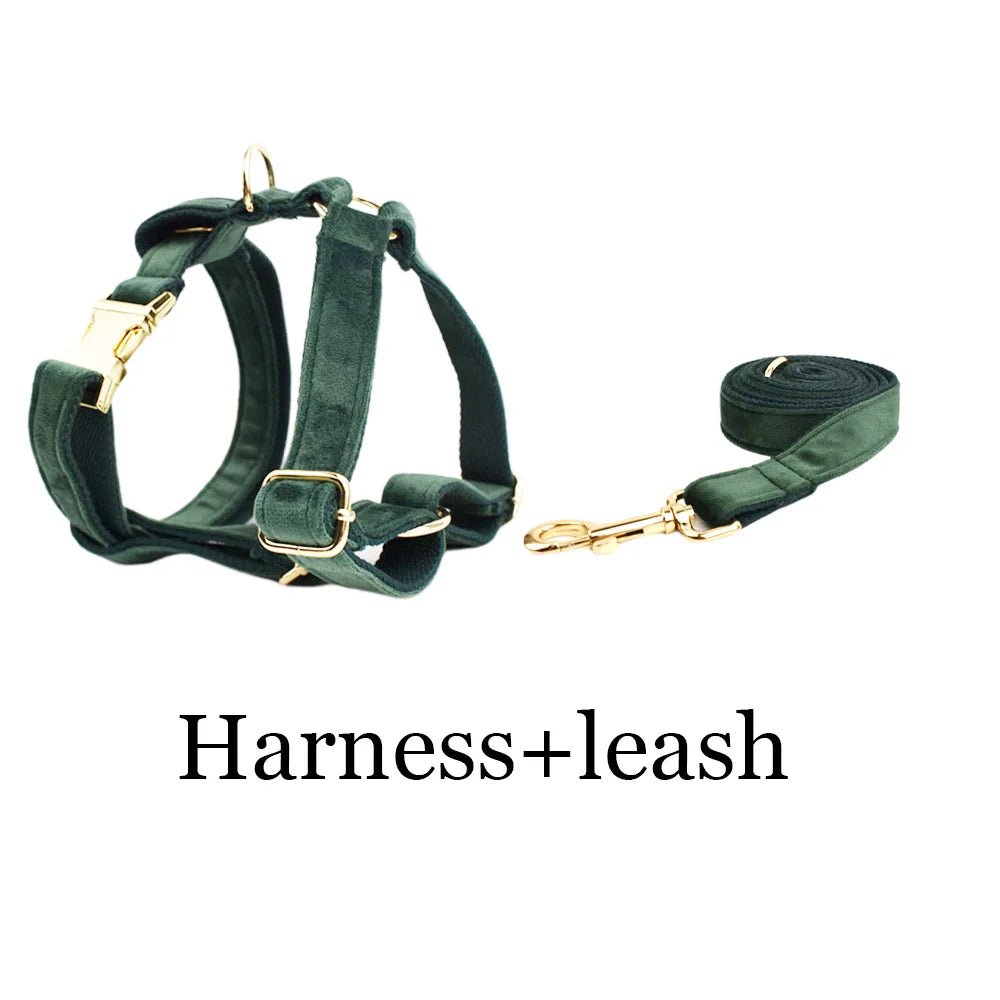 Petspuff Personalised Dog Harness & Lead Set with Poop Bag Holder – Engraved Name Tag | 19 Designs - Petspuff