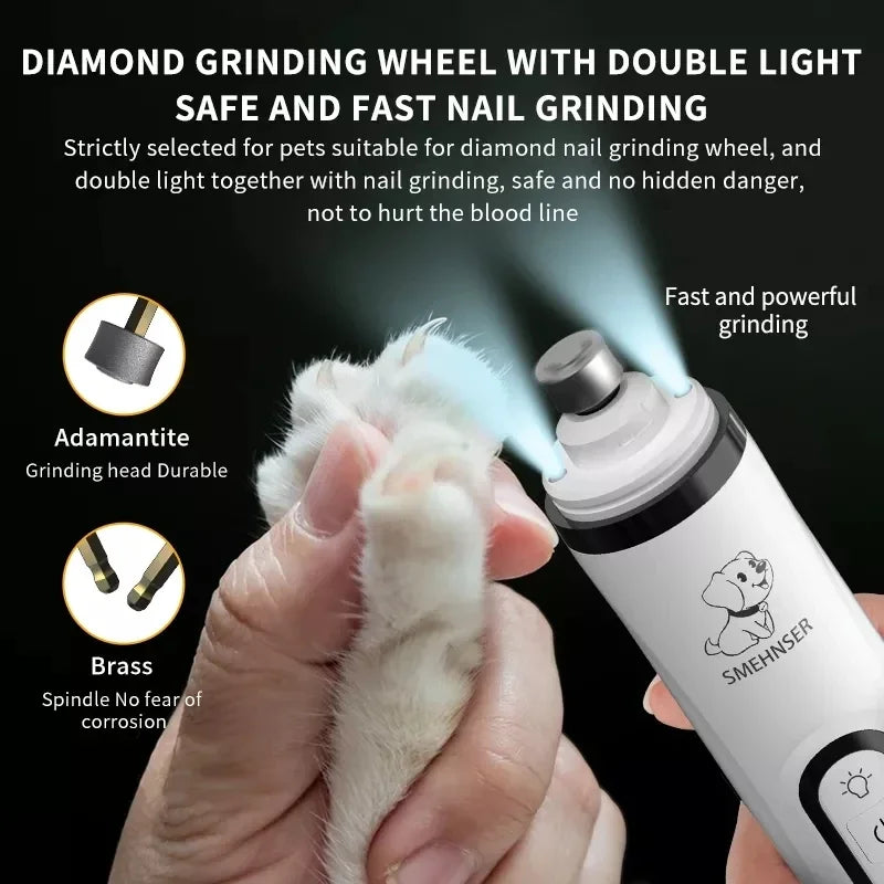 Petspuff Electric Pet Nail Grinder with LED Light – USB Rechargeable Trimmer | Dogs & Cats