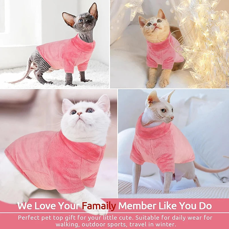 Petspuff Turtleneck Plush Cat Jumper – Warm Sweater for Hairless Cats & Small Dogs