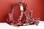 Petspuff Flag Print Cotton Dog Collar, Harness & Lead Set with Bow – XS–XL