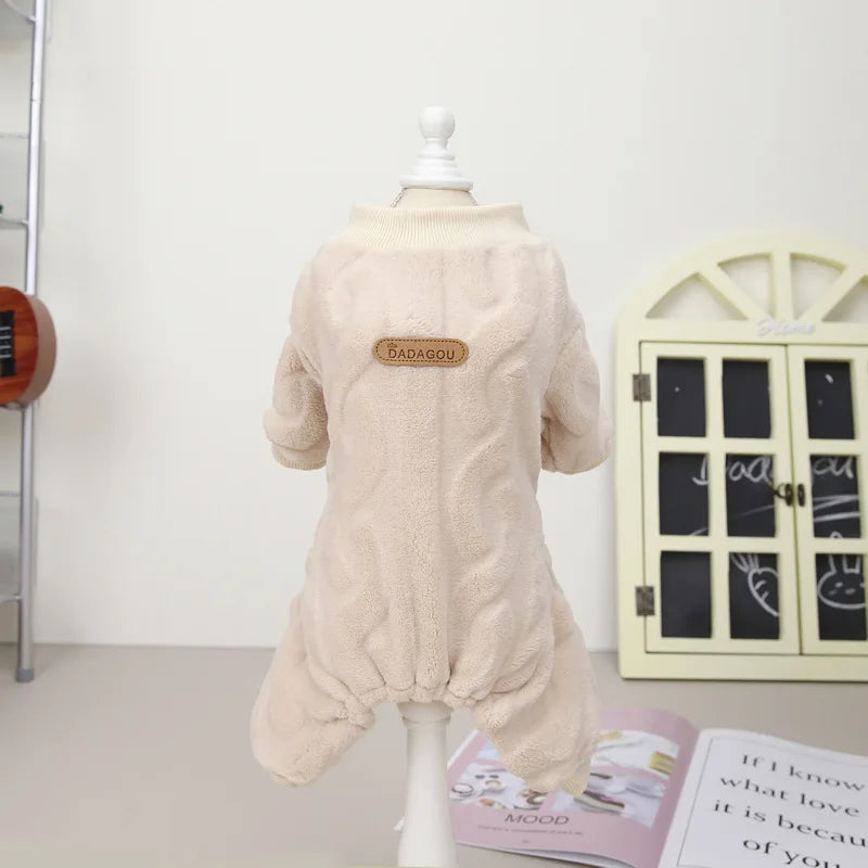 Petspuff Fleece Dog Jumpsuit Pyjamas – Warm Winter Onesie | Small & Medium Dogs