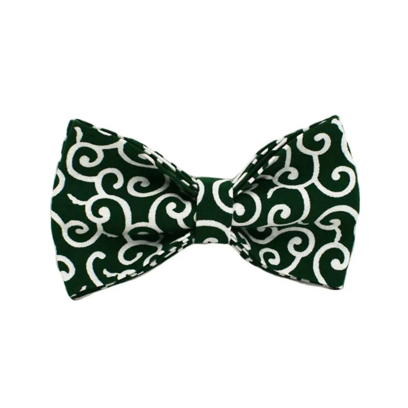 Petspuff Green Leaf Print Cotton Dog Collar, Harness & Lead Set with Bow – XS–XL