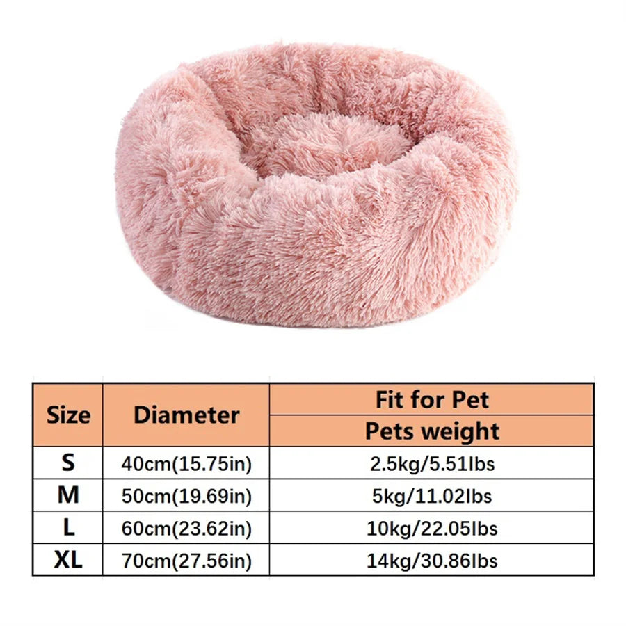 Petspuff Calming Donut Dog Bed – Fluffy Faux Fur Round Bed | Washable, S to XL