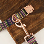 Petspuff Personalised Boho Print Dog Collar & Lead Set – Engraved Name Tag | 6 Designs, S–XL - Petspuff