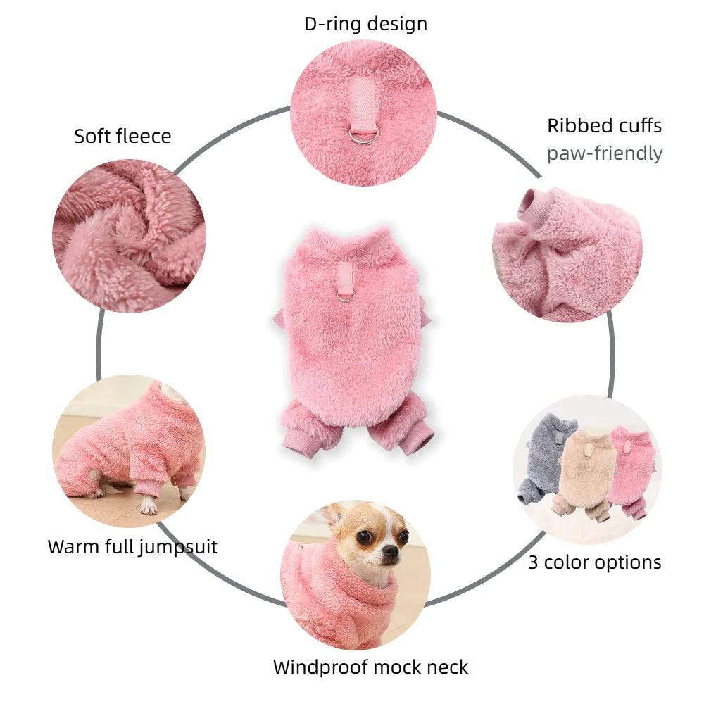 Petspuff Soft Fleece Dog Pyjamas – Warm Jumpsuit Overalls | Small Dogs & Cats