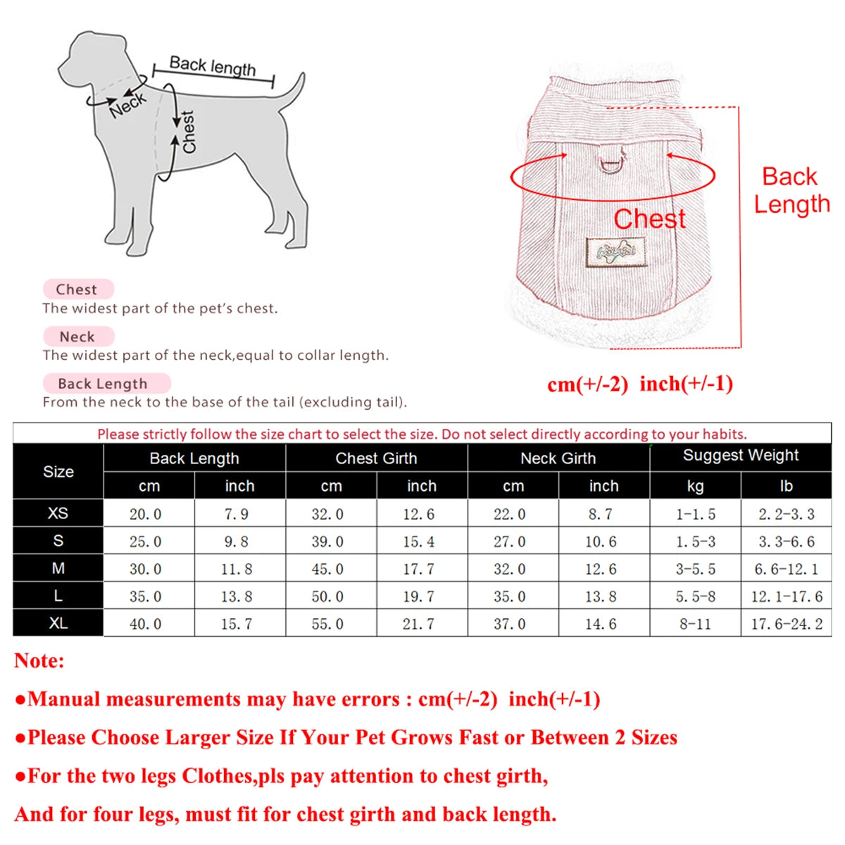 Petspuff Thick Fleece Dog Jacket – Windproof Winter Coat with D-Ring | Small Dogs & Cats