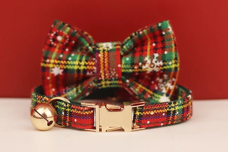 Petspuff Christmas Cat Collar with Bell & Bow – Festive Braided Kitten Collar | 2 Sizes