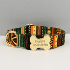 Petspuff Personalised Boho Dog Collar & Lead – Engraved Nameplate | 5 Designs, S–XL