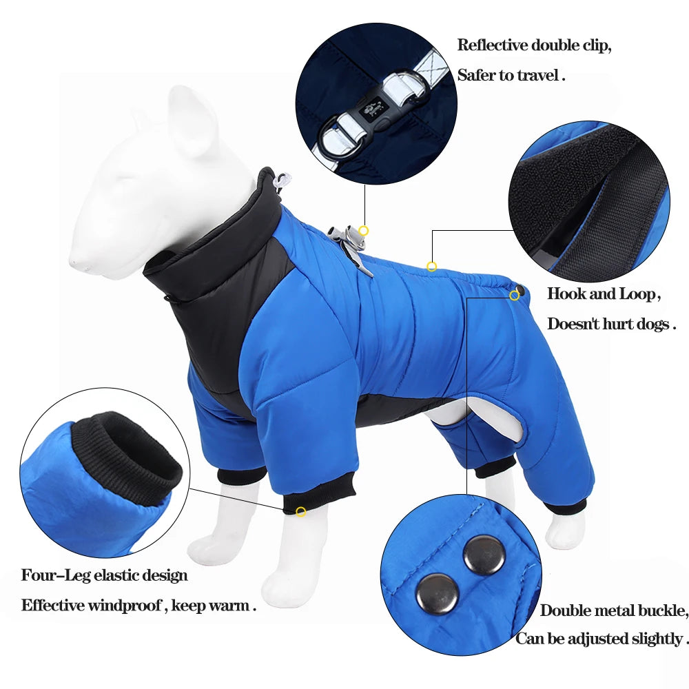 Petspuff Waterproof Padded Dog Jumpsuit – Warm Winter Coat with High Collar | Small & Medium Dogs
