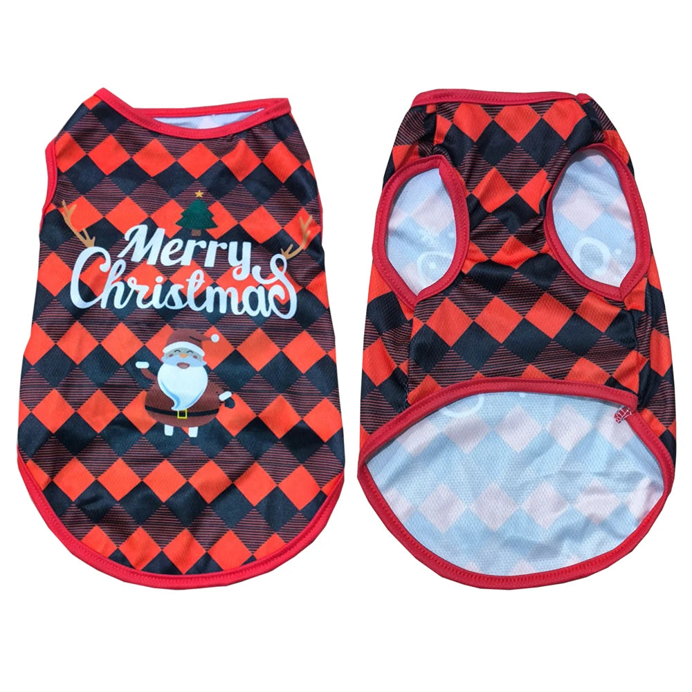 Petspuff Christmas Dog Vest – Festive Santa Print T-Shirt | Small Dogs & Cats