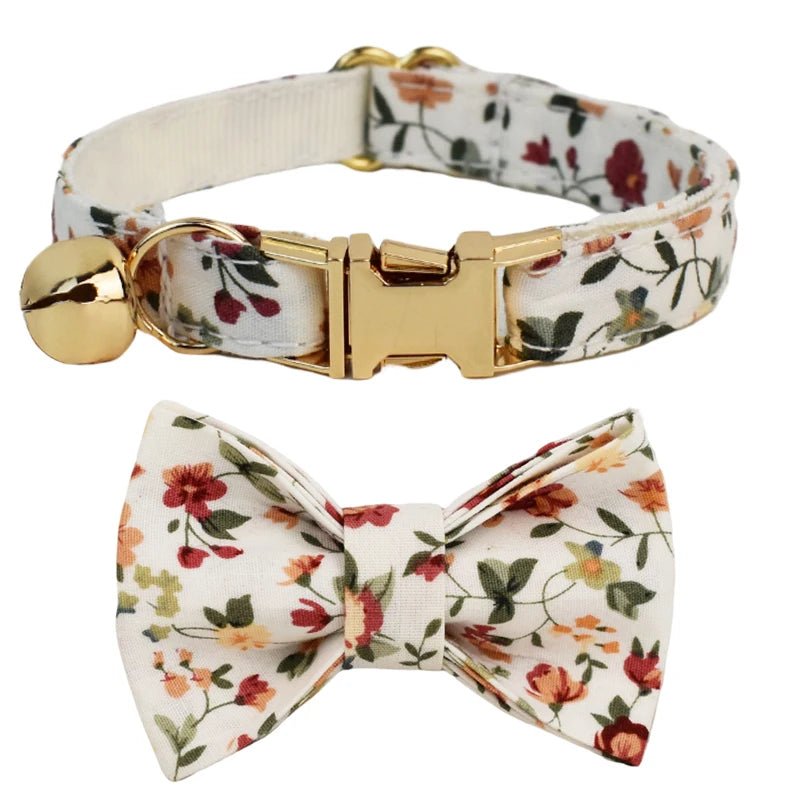 Petspuff Personalised Soft Cat Collar with Bow Tie – Safety Buckle & Engraved Name Tag | 8 Designs