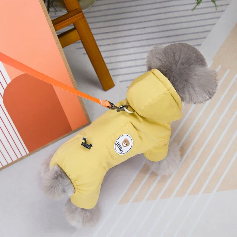Petspuff Windproof Fleece Dog Overalls with Lead Ring – Winter Jumpsuit | Small Dogs