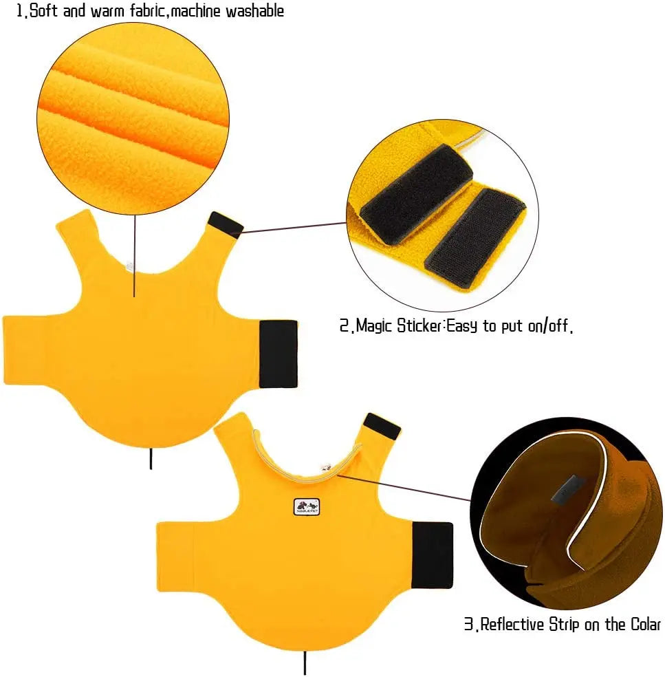 Petspuff Reflective Polar Fleece Dog Jacket – Warm Winter Vest | Small to Large Dogs & Cats