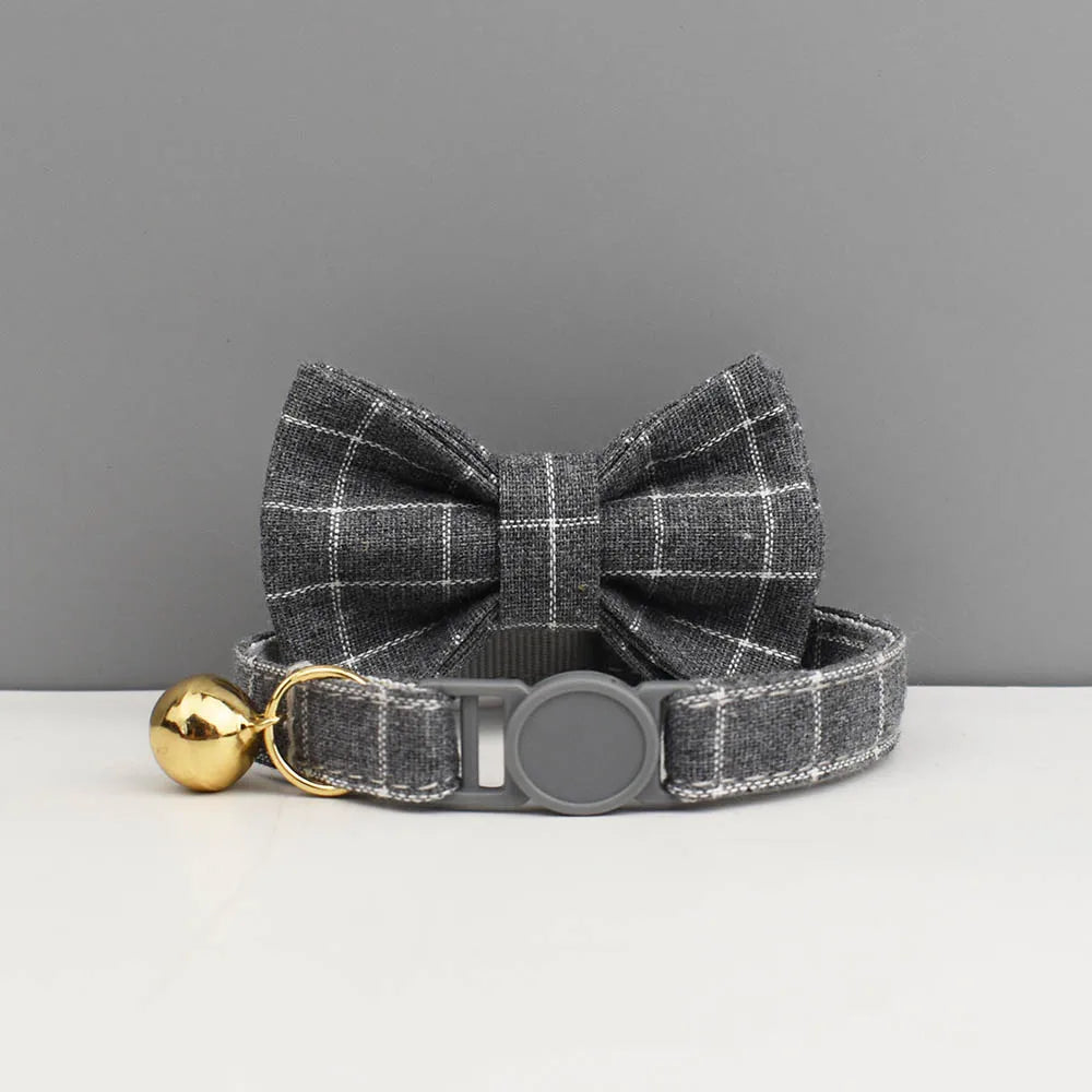 Petspuff Personalised Cat Collar with Bow & Safety Buckle – Engraved Name Tag | Soft Kitten Collar