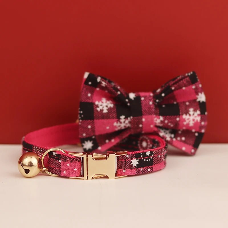 Petspuff Christmas Cat Collar with Bell & Bow – Festive Braided Kitten Collar | 2 Sizes