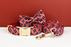 Petspuff Flag Print Cotton Dog Collar, Harness & Lead Set with Bow – XS–XL