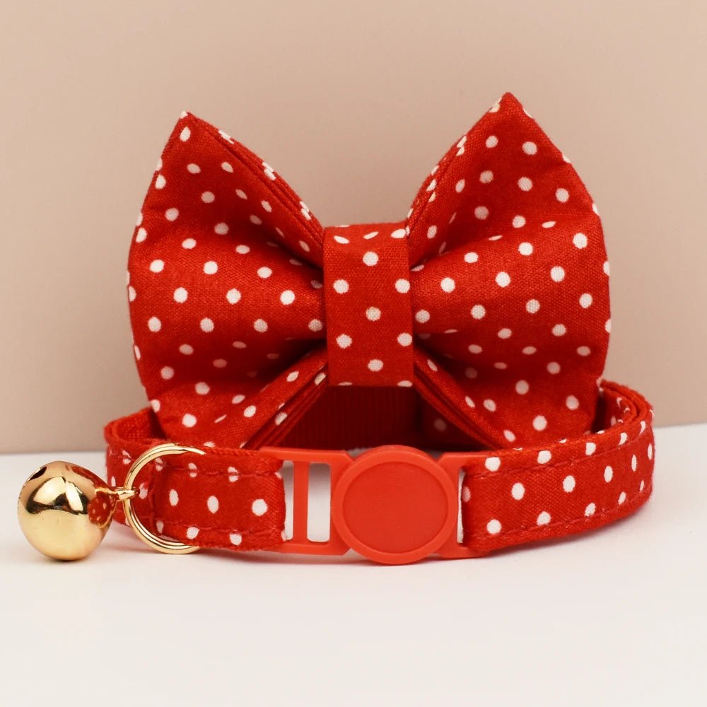 Petspuff Adjustable Cat Collar with Bow & Safety Buckle – Anti-Choke Kitten Collar | 12 Colours - Petspuff