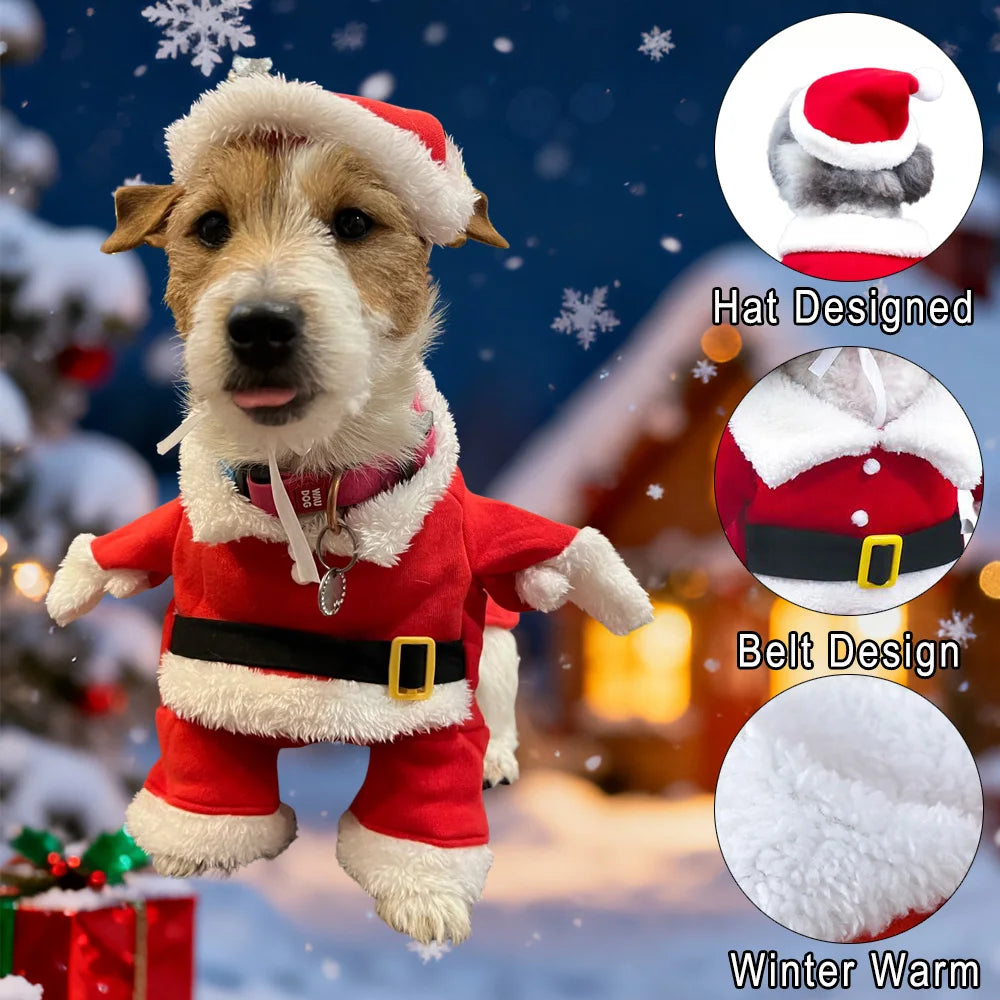 Petspuff Santa Claus Dog Costume with Hat – Funny Christmas Outfit | Small Dogs & Cats