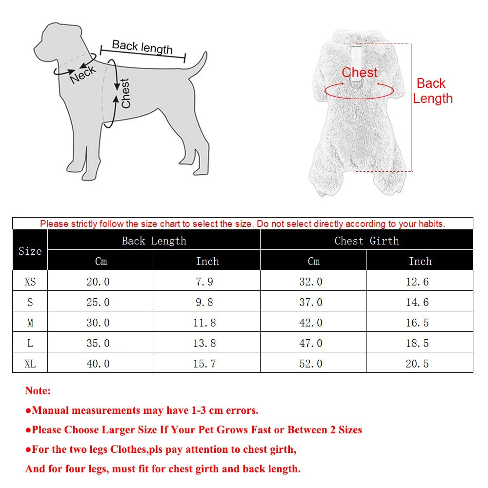 Petspuff Soft Fleece Dog Pyjamas – Warm Jumpsuit Overalls | Small Dogs & Cats