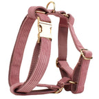 Petspuff Personalised Nude Pink Corduroy Dog Collar & Lead Set – Engraved Name Tag, Bow & Harness