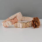 Petspuff Personalised Lace Dog Collar & Lead – Gold or Rose Gold, Engraved Nameplate | Wedding