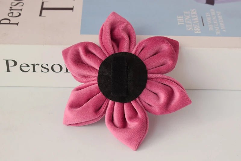 Petspuff Velvet Dog Collar & Lead with Flower or Bow – Soft & Durable for Medium & Large Dogs | S–XL