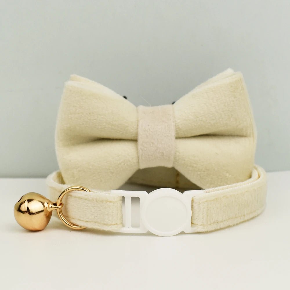 Petspuff Velvet Cat Collar with Bow Tie & Breakaway Safety Buckle – 14 Colours - Petspuff