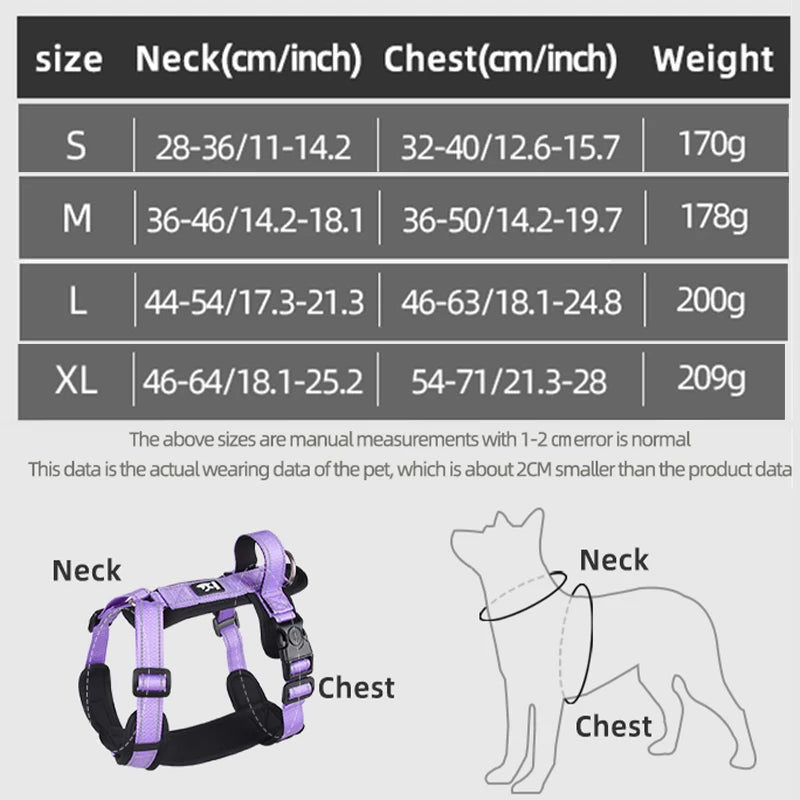 Petspuff Neoprene Padded Dog Harness with Handle – Reflective Vest | Small to Large Dogs