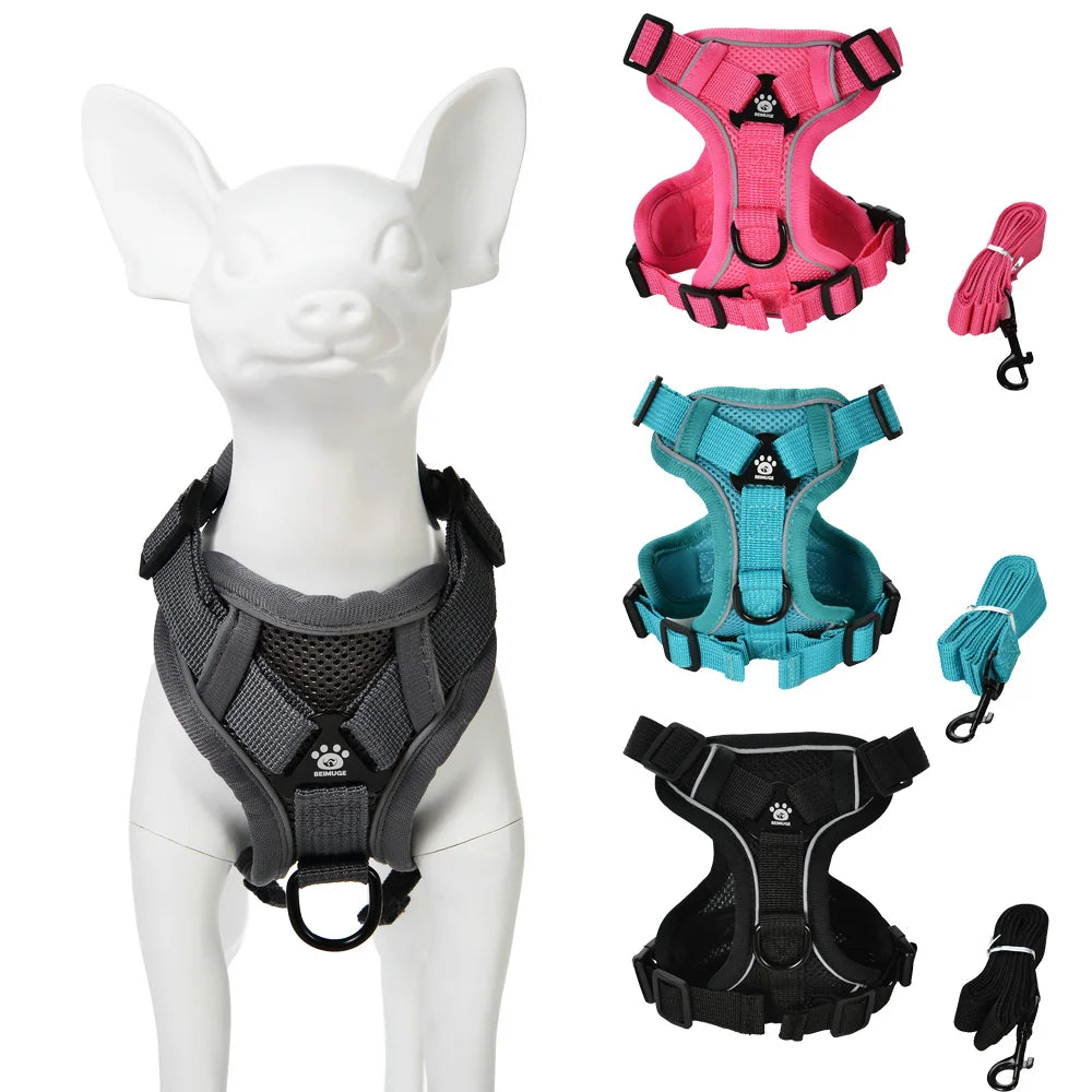 Petspuff Adjustable Mesh Vest Harness & Lead Set – Reflective Walking Set | Small Dogs & Cats