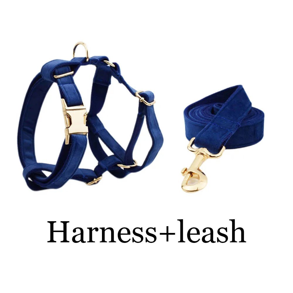 Petspuff Personalised Dog Harness & Lead Set with Poop Bag Holder – Engraved Name Tag | 19 Designs - Petspuff