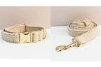 Petspuff Personalised Teddy Velvet Dog Collar & Lead Set – Engraved Name Tag, Bow & Harness