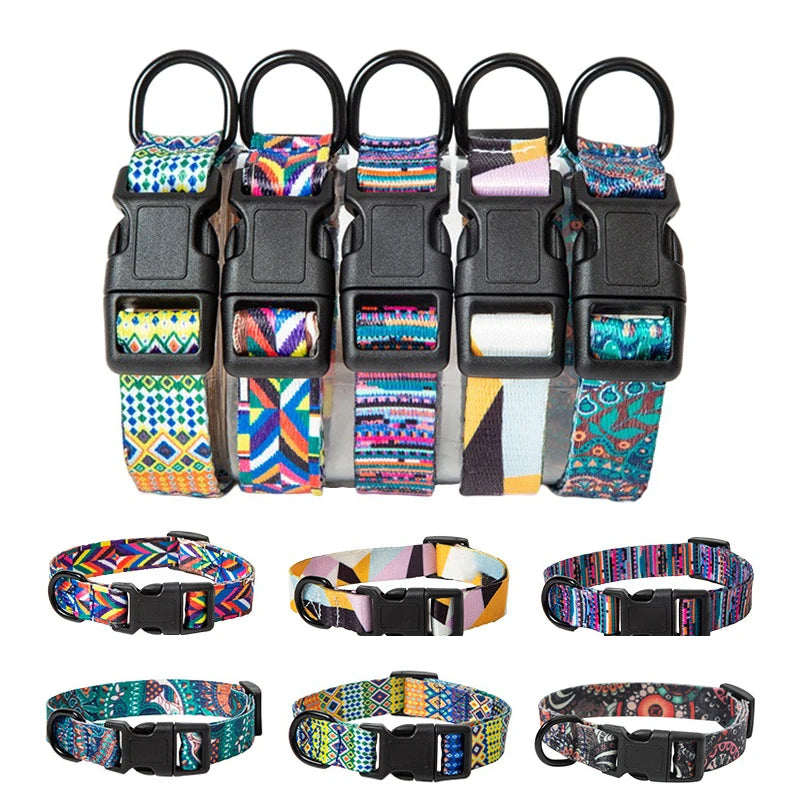 Petspuff Bohemian Dog Collar & Lead Set – Adjustable Boho Print Collar | Small to Large Dogs