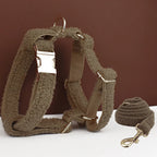 Petspuff Personalised Knitted Wool-Look Dog Collar & Lead Set – Engraved Name Tag | Winter & Christmas