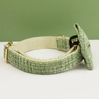 Petspuff Personalised Lime Green Dog Collar, Harness & Lead Set – Engraved Nameplate & Bow