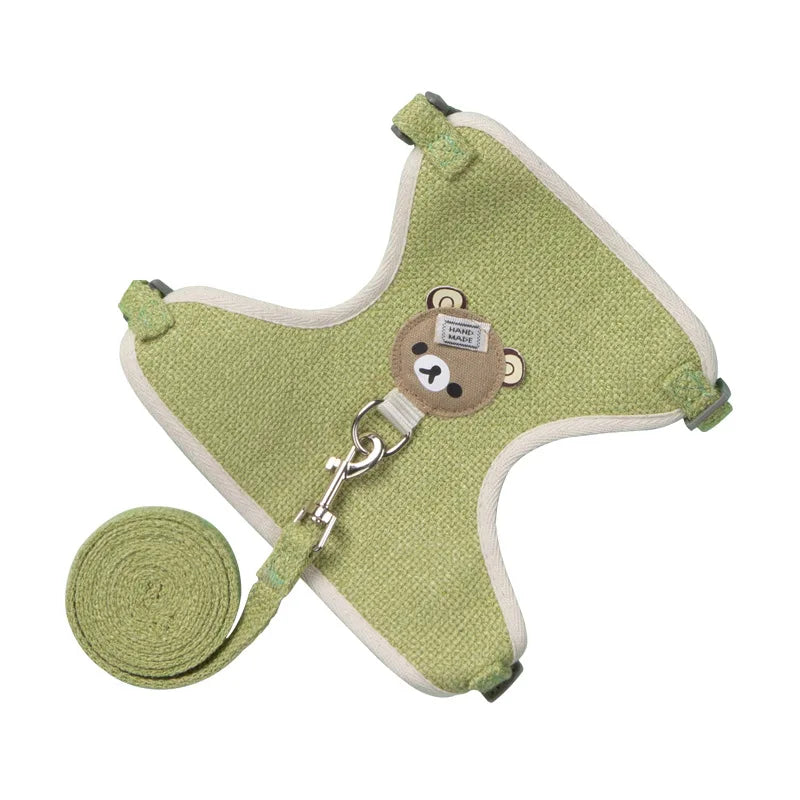 Petspuff Linen Vest Harness & Lead Set – Soft Breathable Harness | Small Dogs, Puppies & Cats