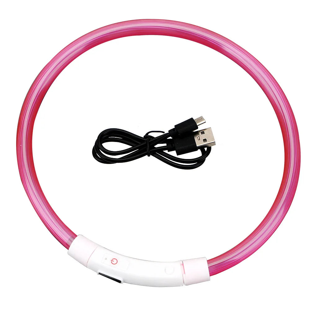 Petspuff USB Rechargeable LED Dog Collar – Glow Safety Light for Night Walks | Cut to Fit